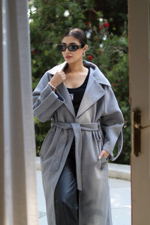 Long Trench Coat - dark grey