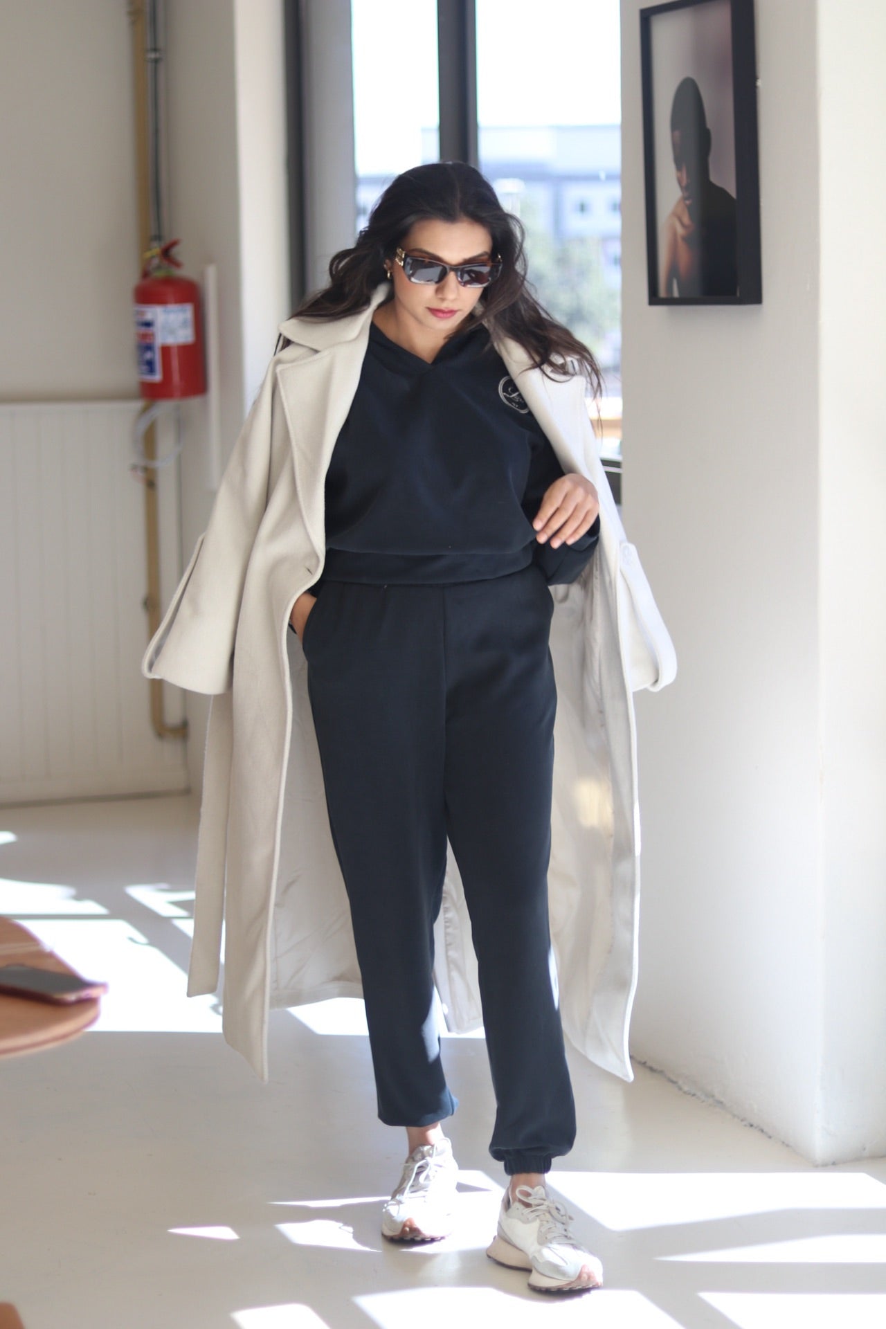 LARO Modal Tracksuit Charcoal V Neck