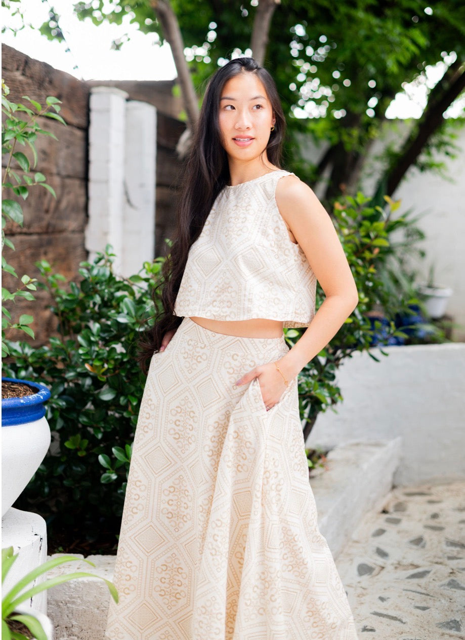 Embossed Top with Skirt