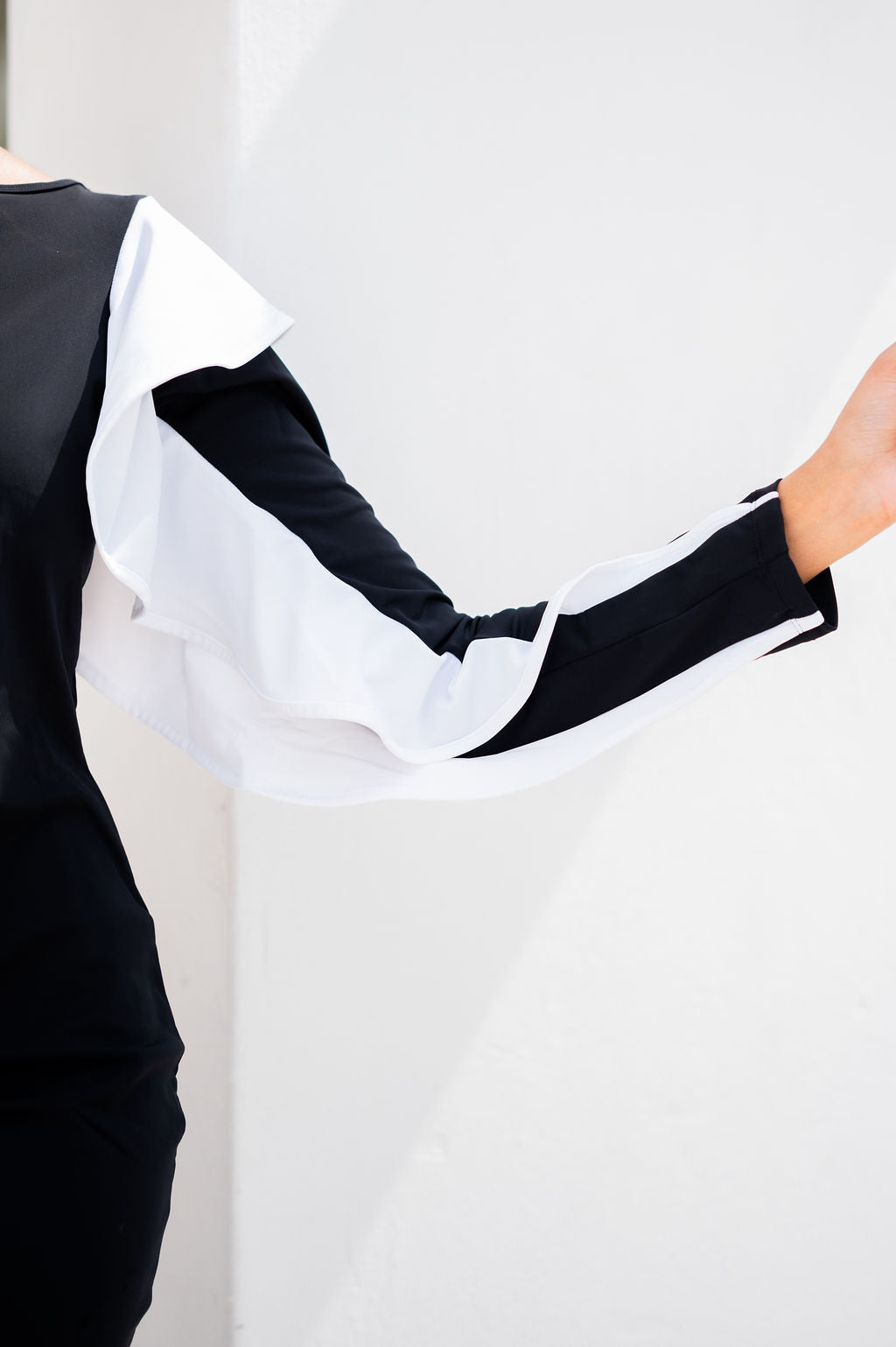 Black & White Ruffle Dress with Black Legging