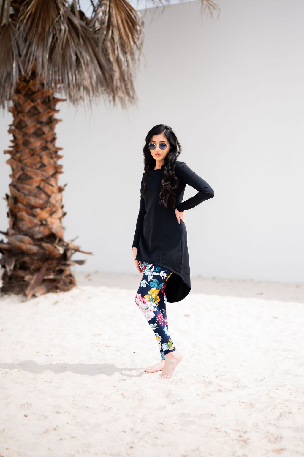 High Low with Dark Floral Legging