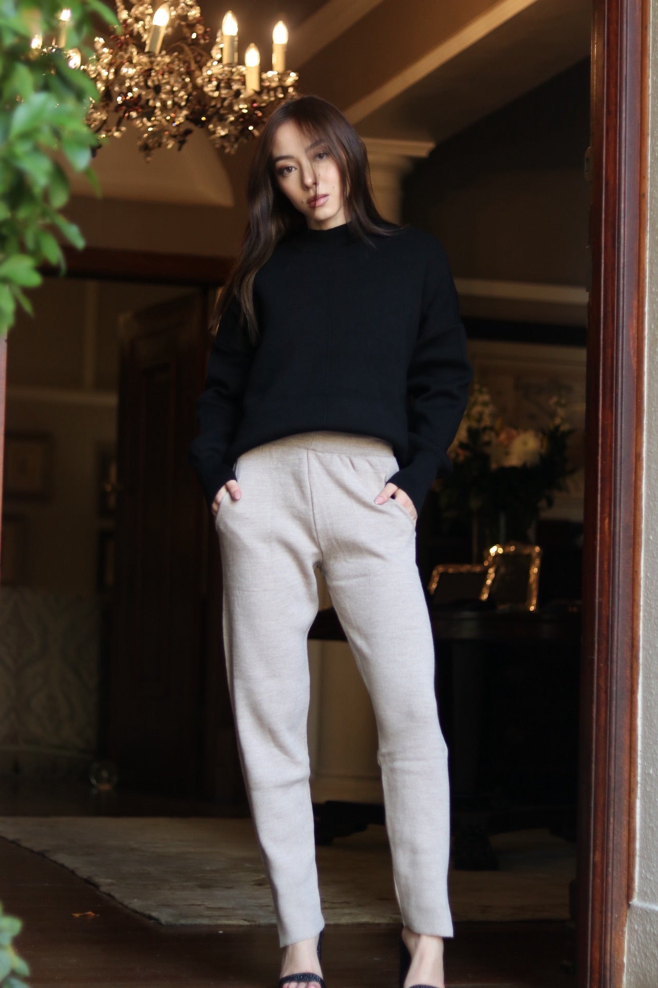 Knit Track Pants - Taupe
