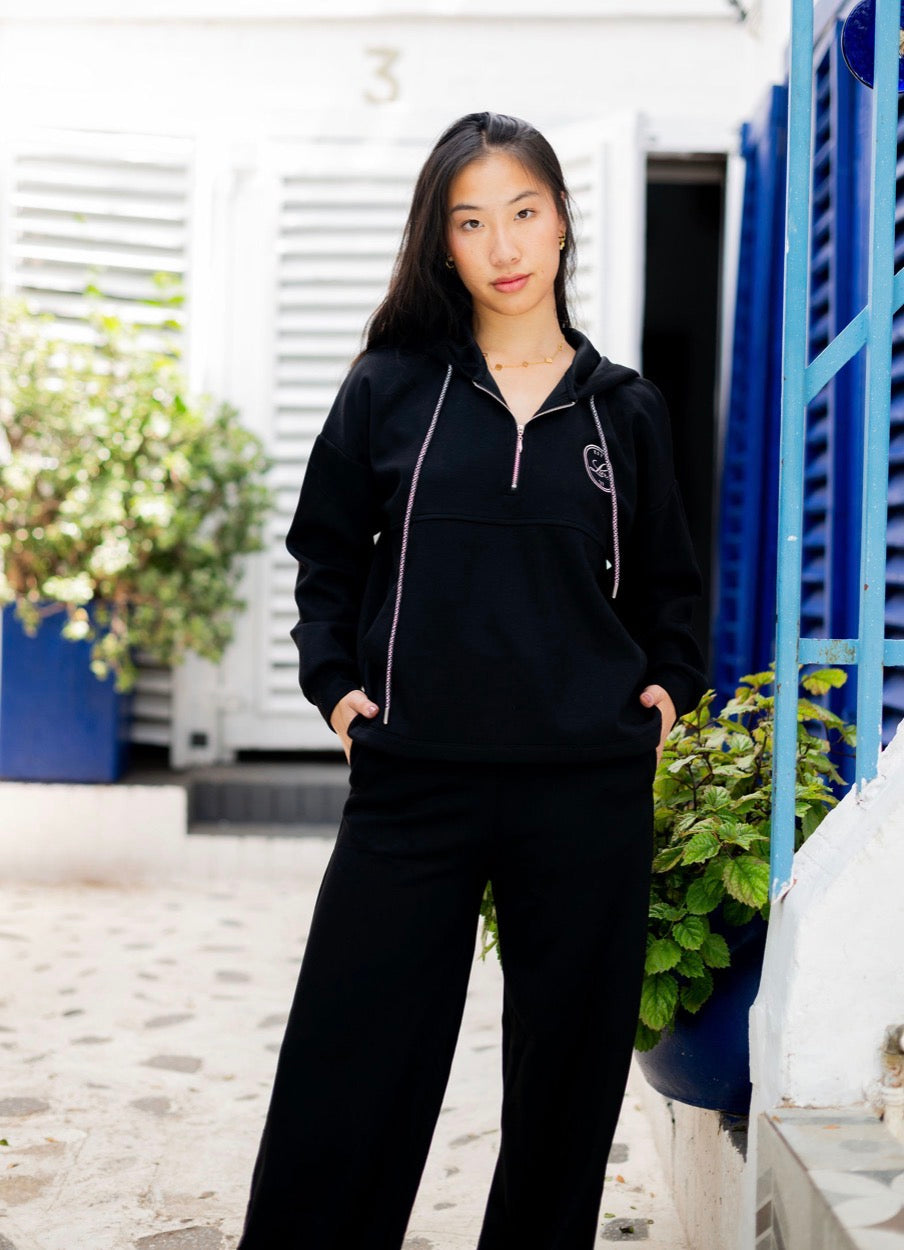 LARO Midnight Black Hoodie Tracksuit Set