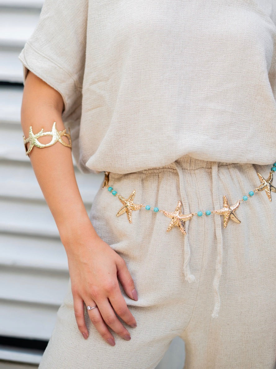Turquoise and Gold Waist Chain