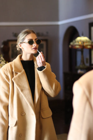 Warm Melton Coat Camel