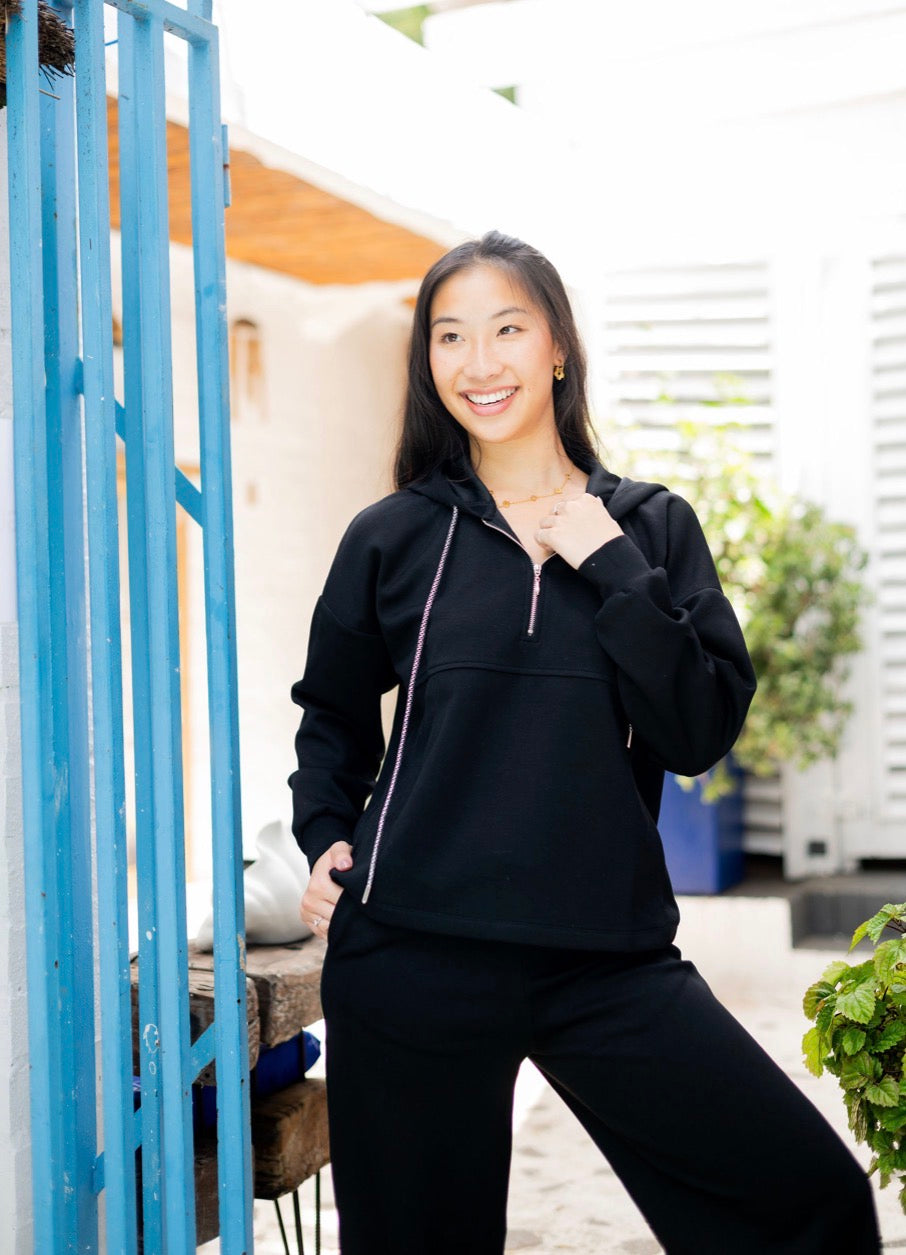 LARO Midnight Black Hoodie Tracksuit Set