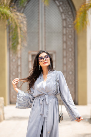 Light Grey with beaded sleeve detailing