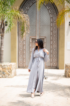 Light Grey with beaded sleeve detailing
