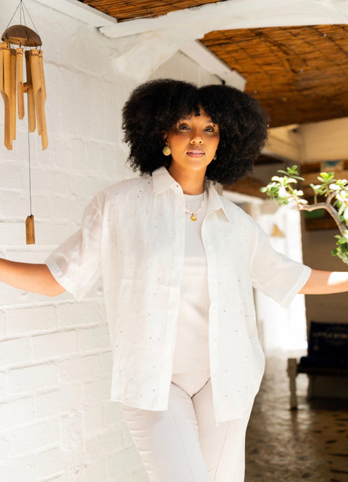 Beige Diamanté Blouse