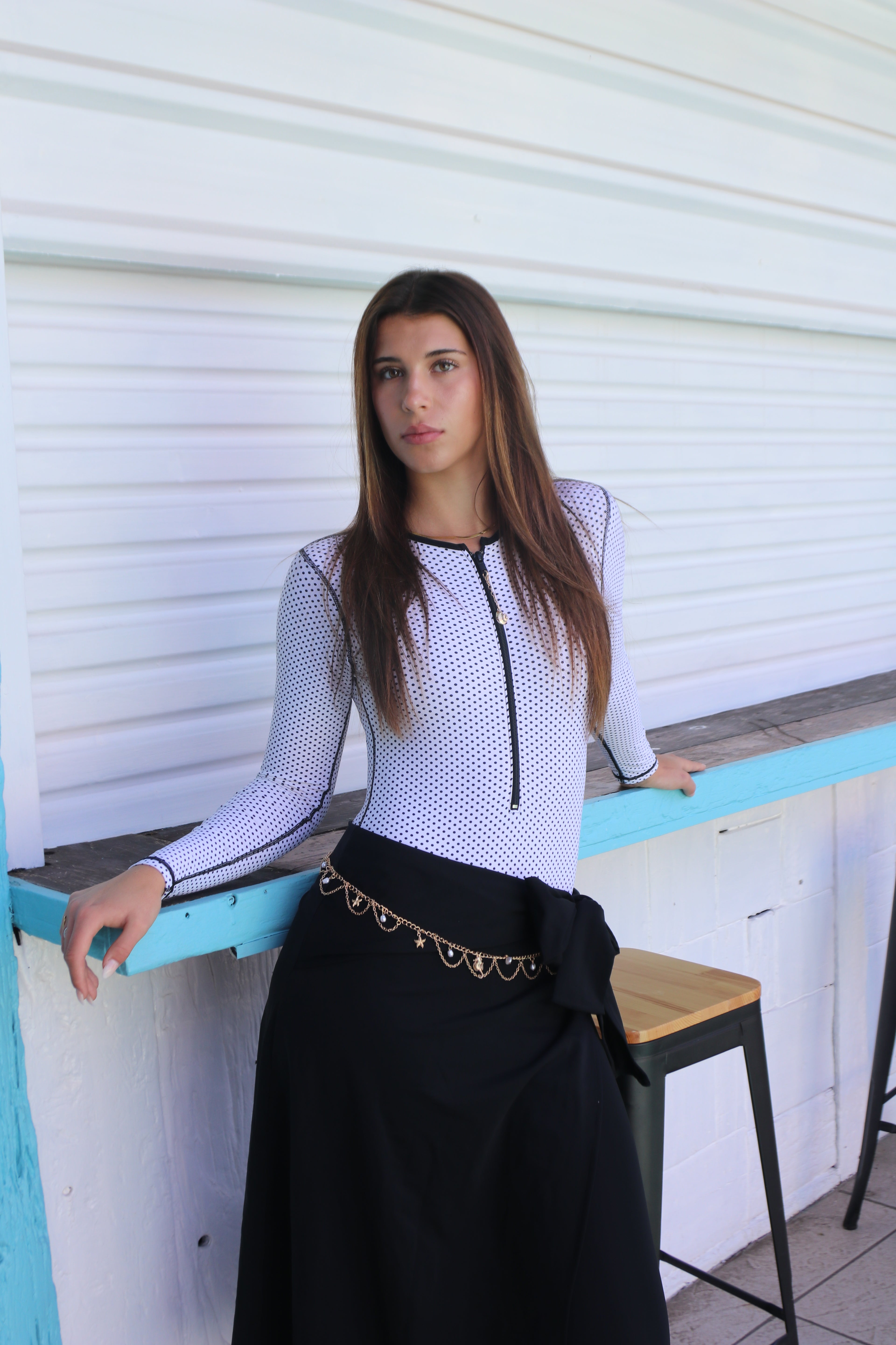 Black on White Polka Dot Bodysuit