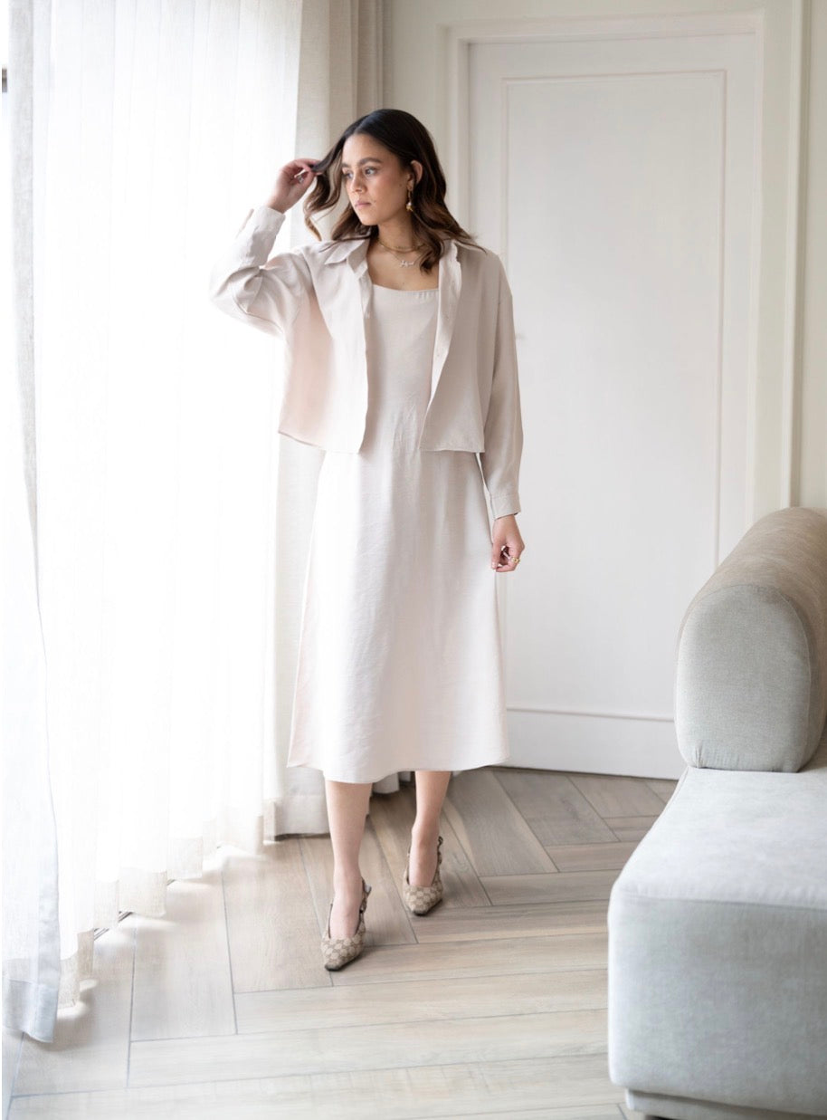 Beige Dress with Top