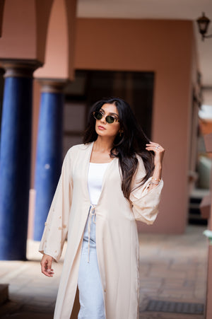 Soft Pearl front tie, beige