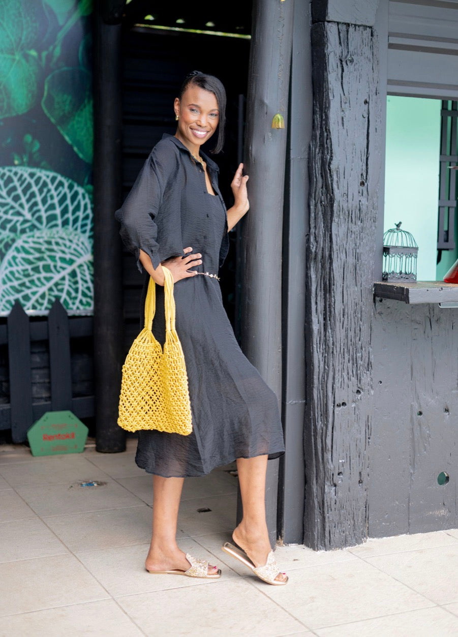 Charcoal Black Top and Dress Set