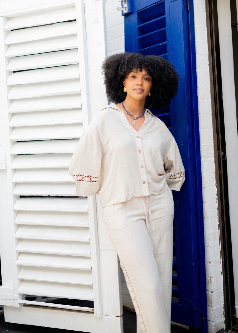 3/4 Beige Linen Set Twinset