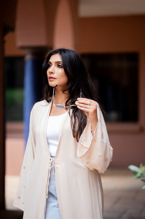 Soft Pearl front tie, beige