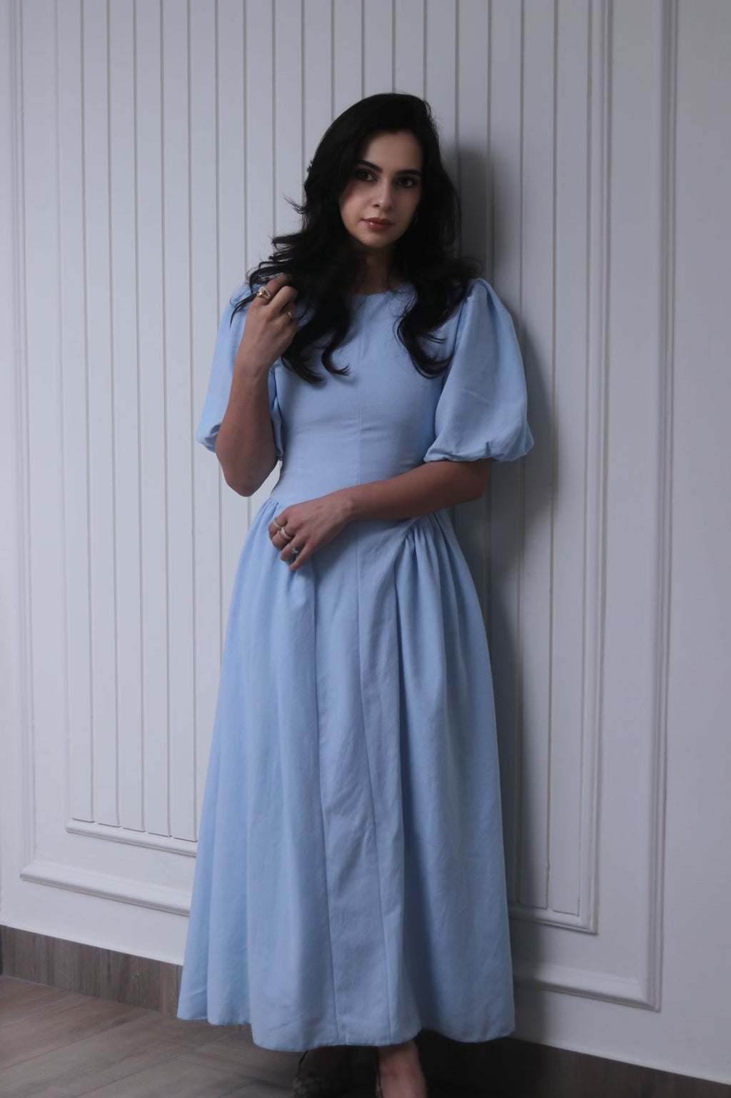 Bubble Sleeve Cotton Dress