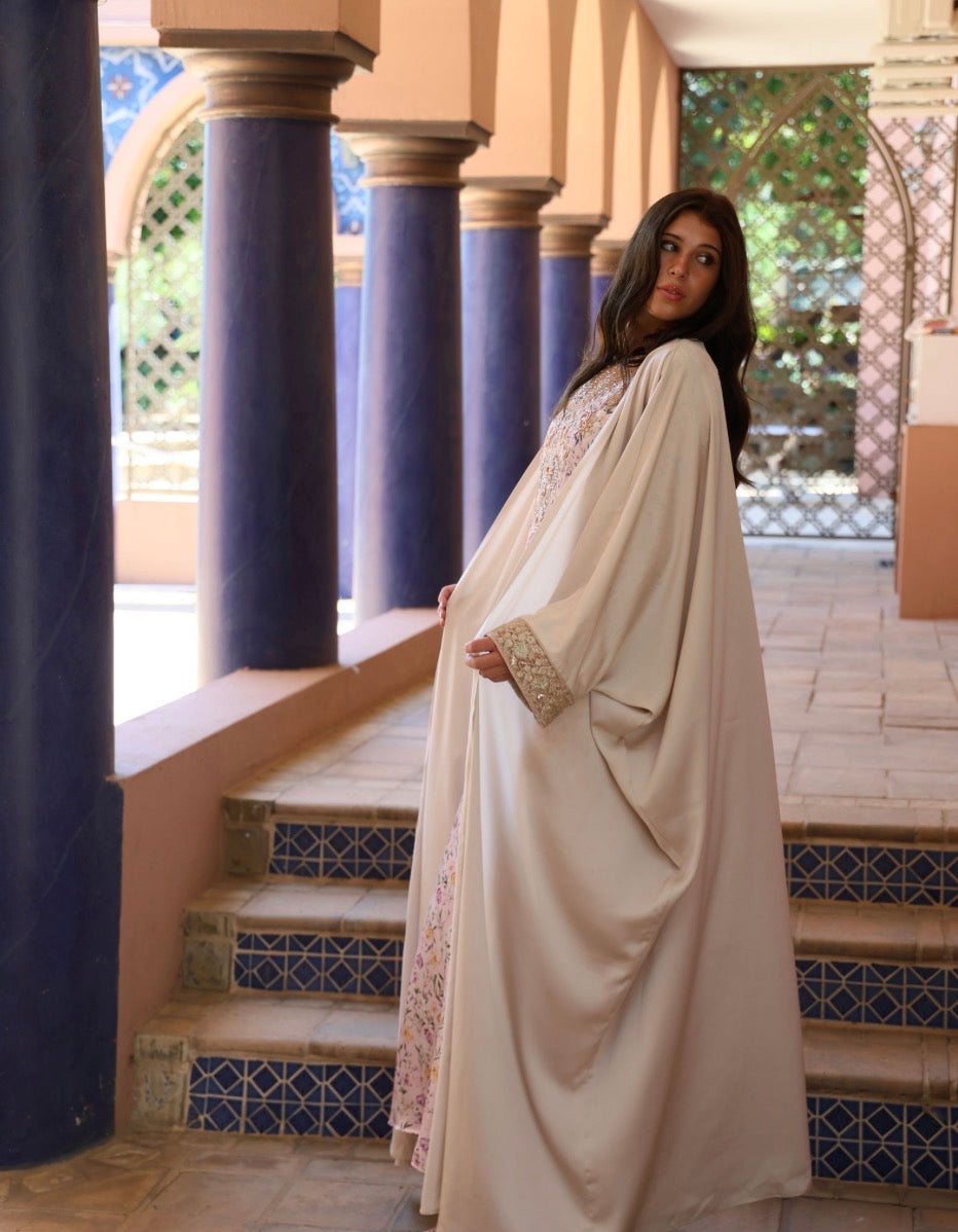 Beige Mirrored Sleeve Abaya