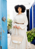 Beige Classic Dress With Belt