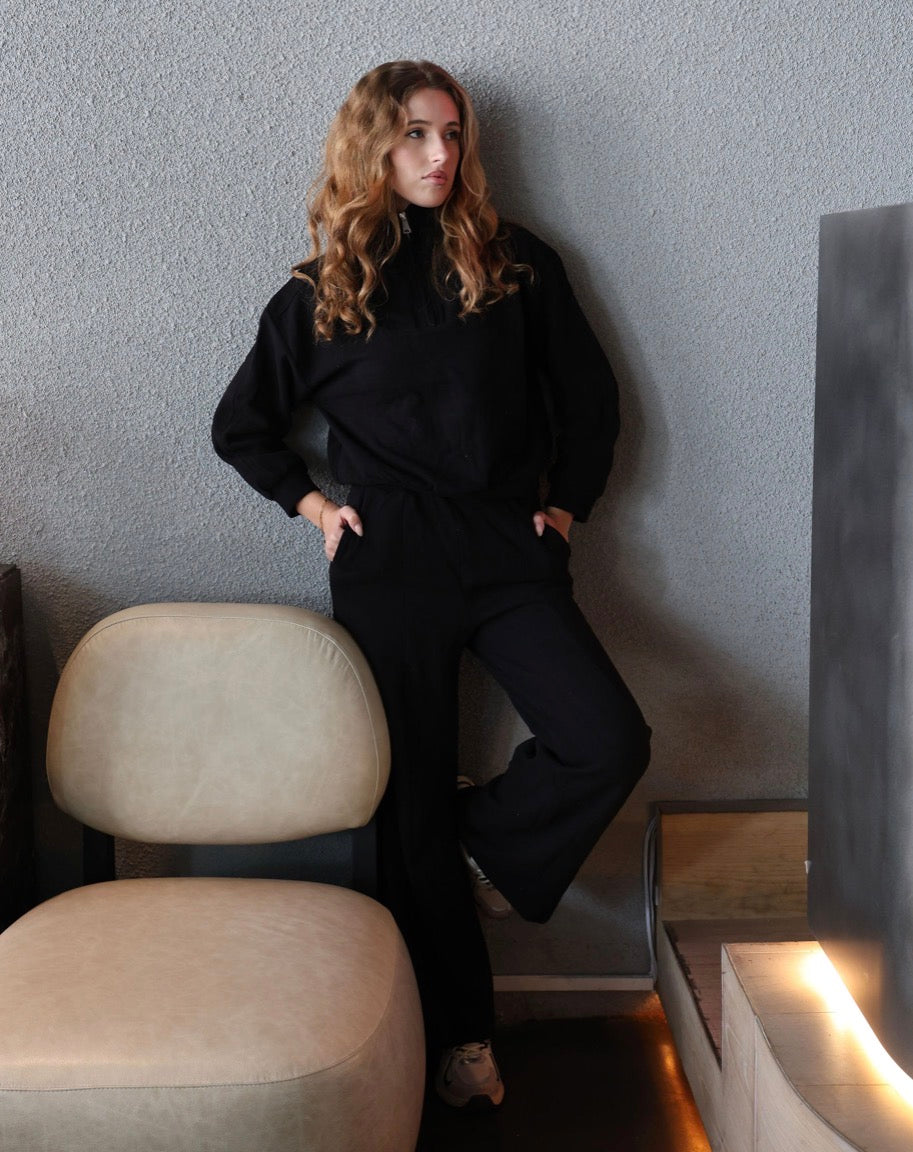 Aspen Black Half-Zip Tracksuit