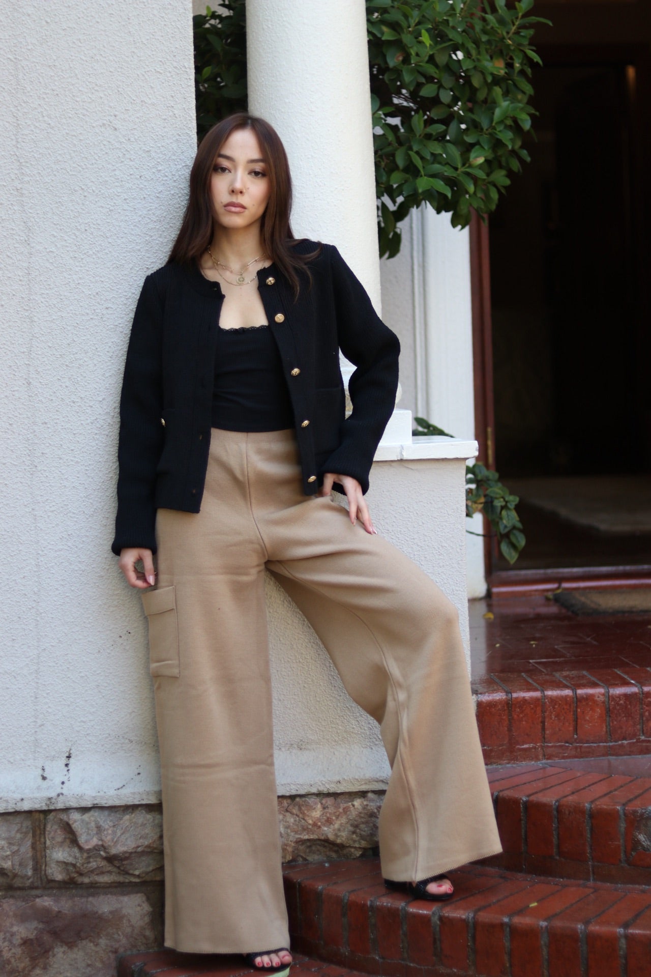 Knit Track Pants - Camel