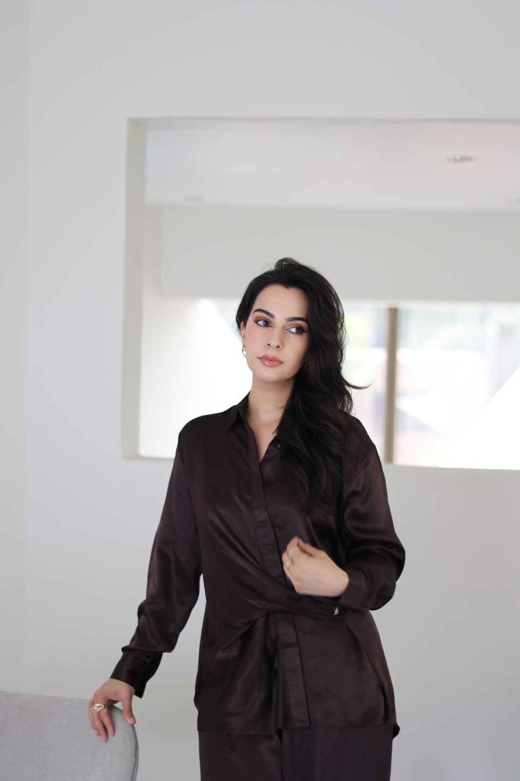 Satin Brown Co Ord