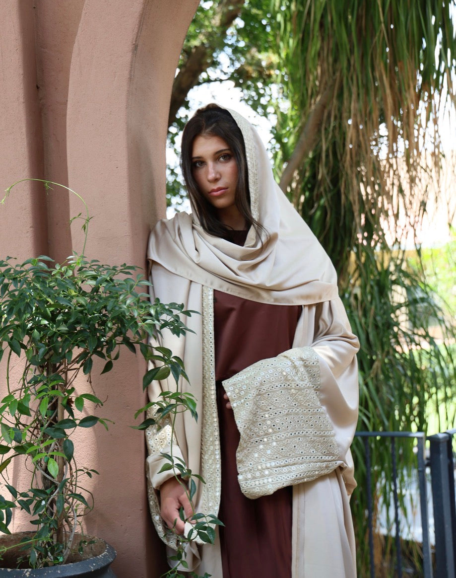Beige Mirror Abaya
