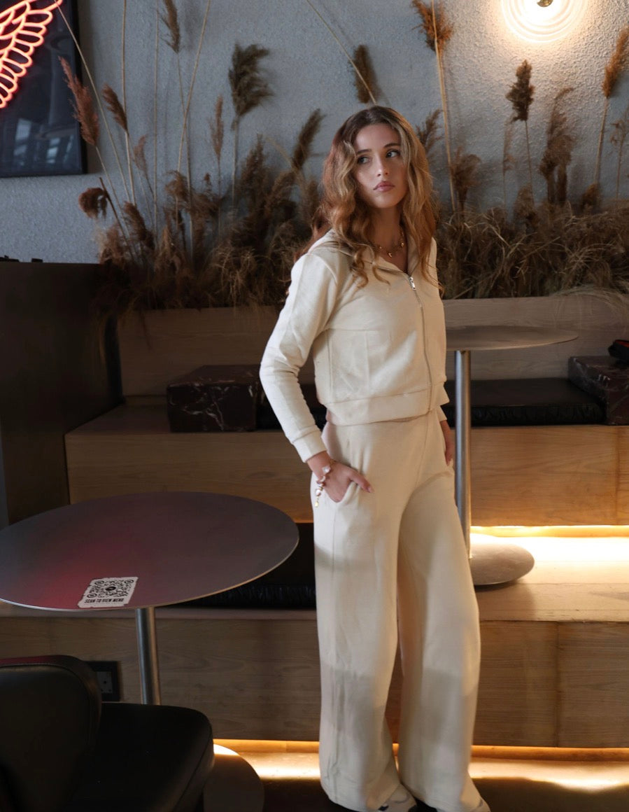 Oatmeal Dream Cropped Tracksuit
