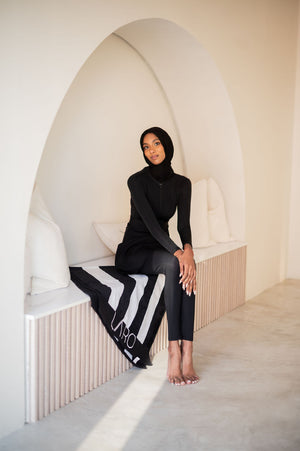 Black and White Striped towel