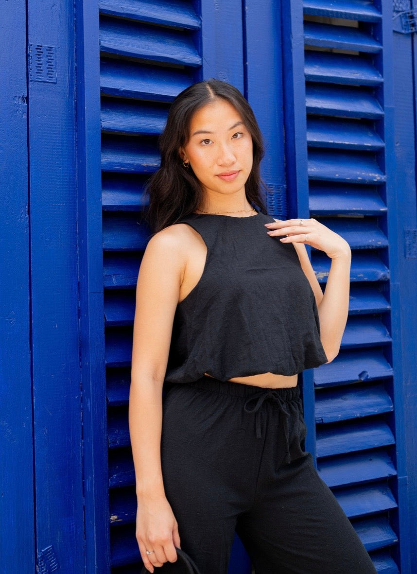 Black Bubble Crop Co-Ord