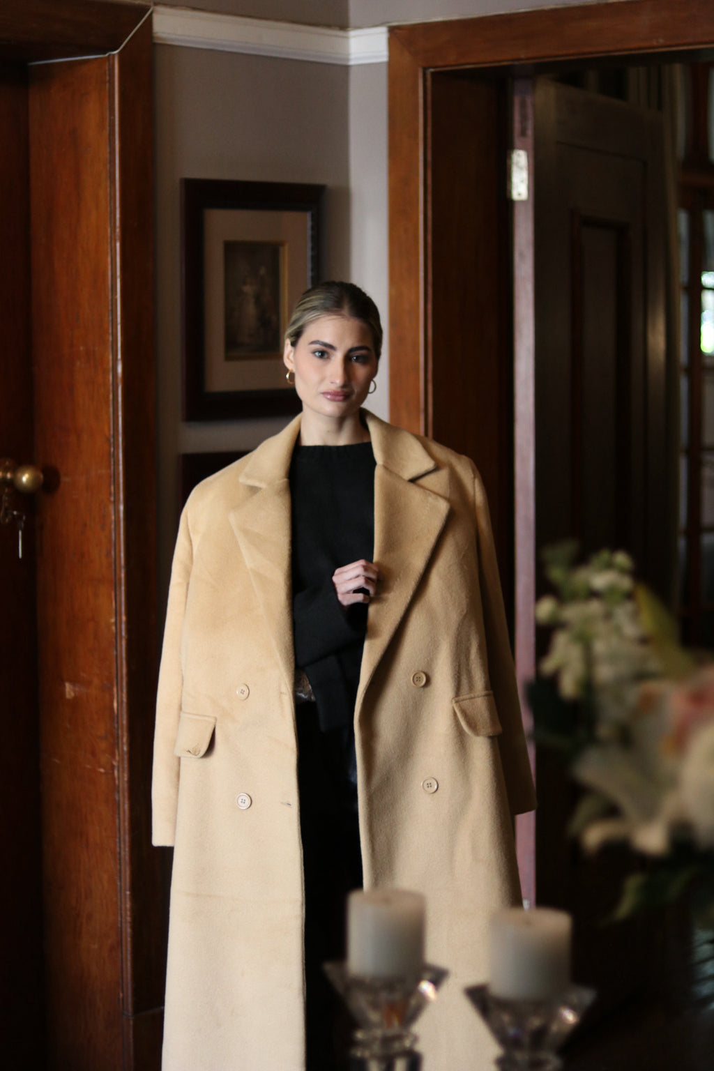 Warm Melton Coat Camel