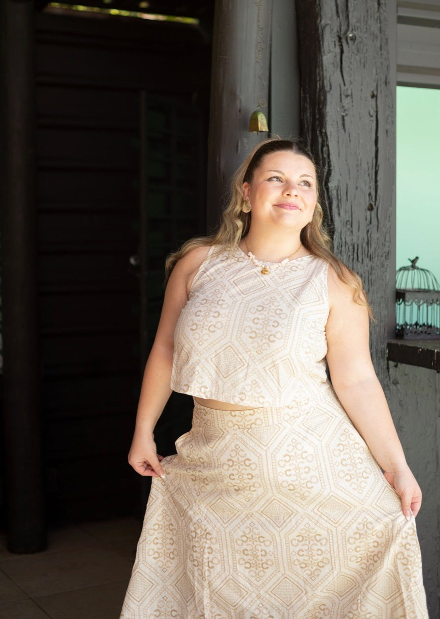 Embossed Top with Skirt