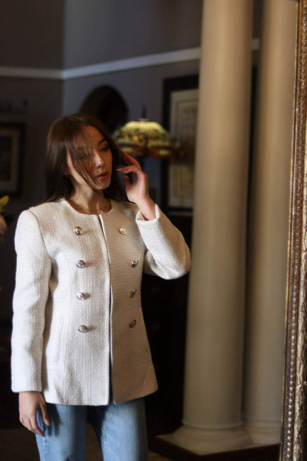 White Gold Button Down Blazer