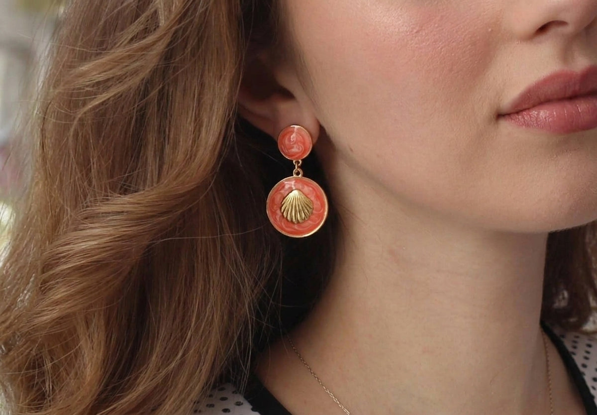 Pink Shell Swirly Earrings