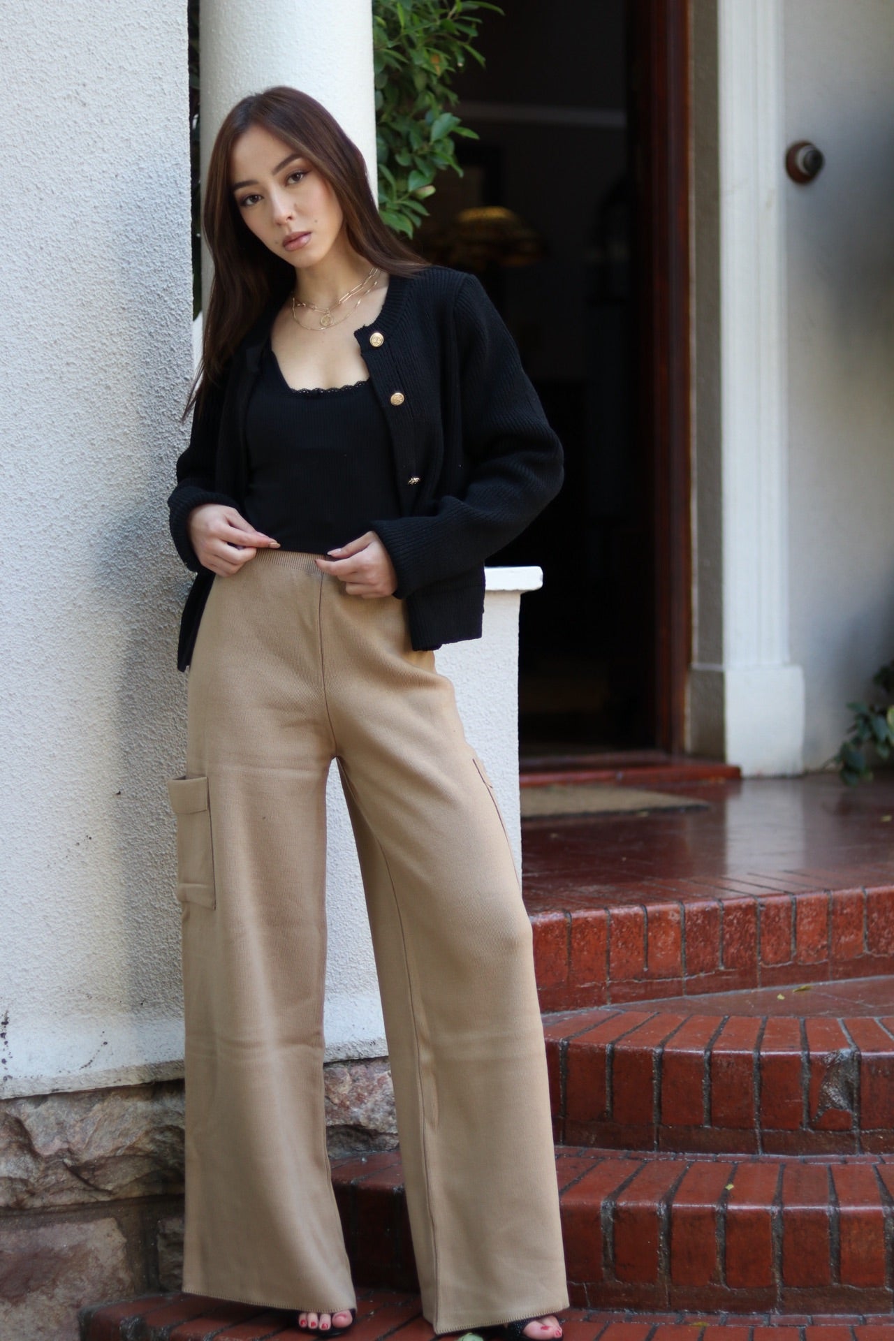 Knit Track Pants - Camel