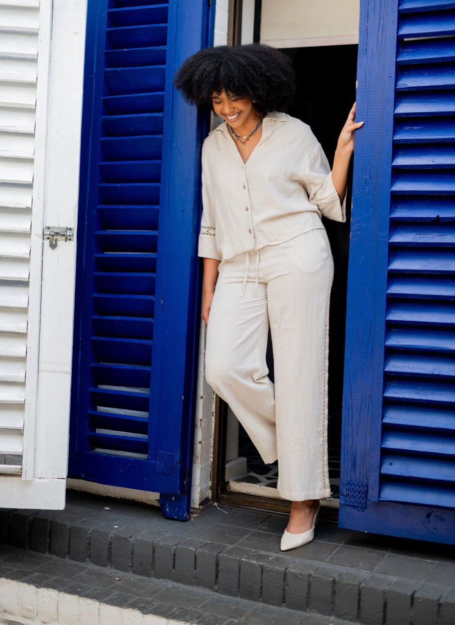 3/4 Beige Linen Set Twinset