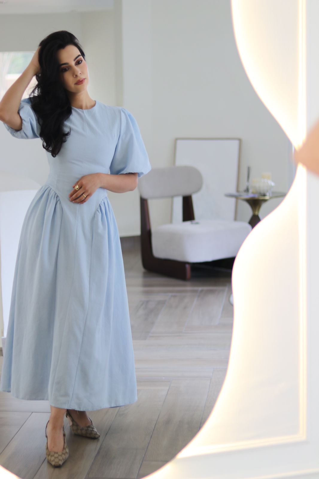 Bubble Sleeve Cotton Dress