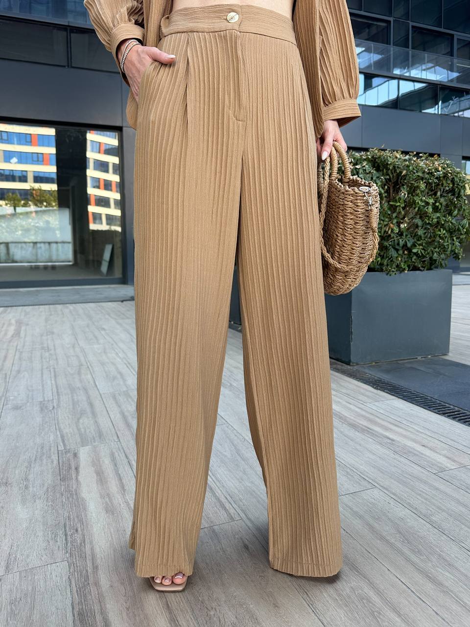 Open front Co Ord Camel