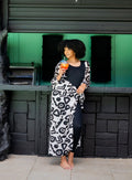 Graffiti Long Bubble Sleeve Bodysuit with Sarong
