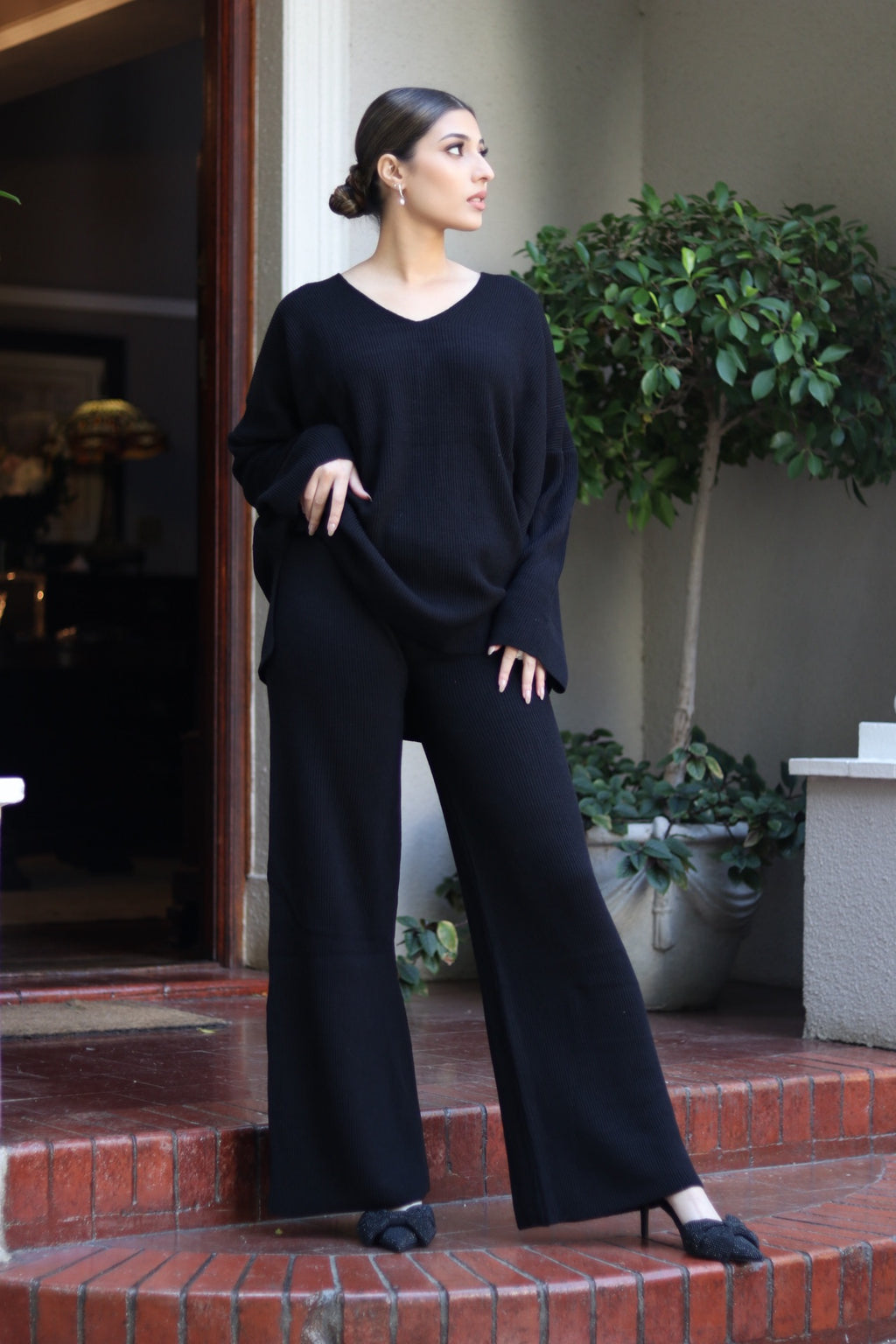 Black knit Loungewear set