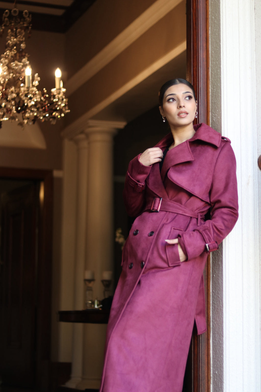 Suede Coat Burgundy