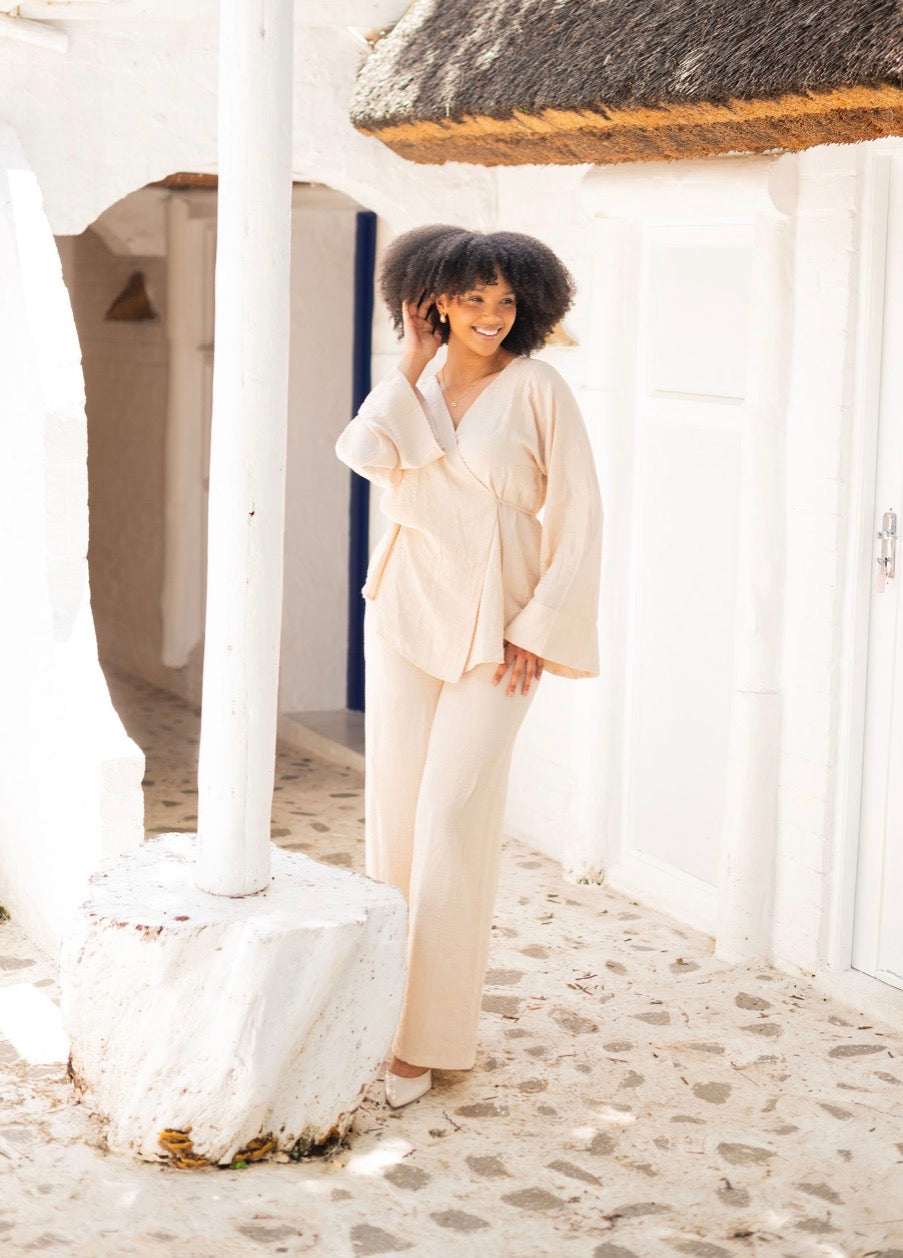 Beige Wrap Around Co Ord