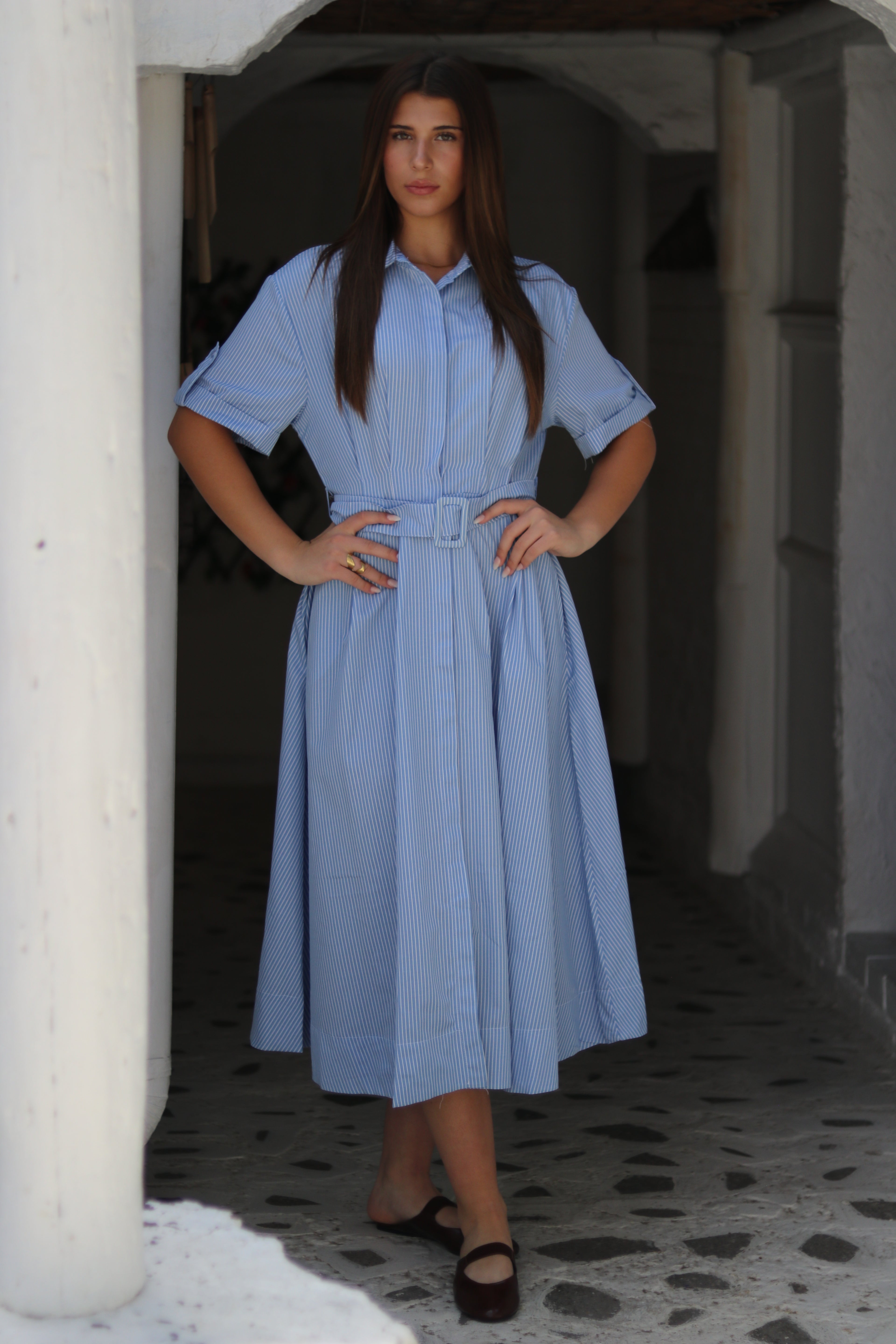 Blue Pinstripe Dress