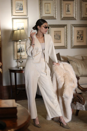 Leather set - cream