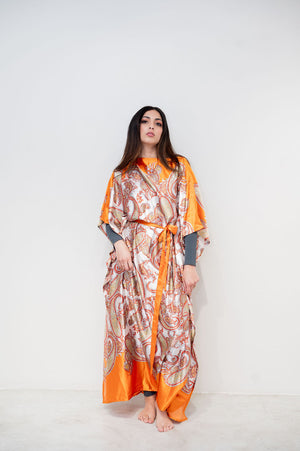 Orange satin kaftan