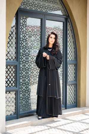 Layered abaya with shimmery detail