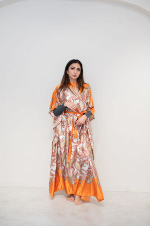 Orange satin kaftan