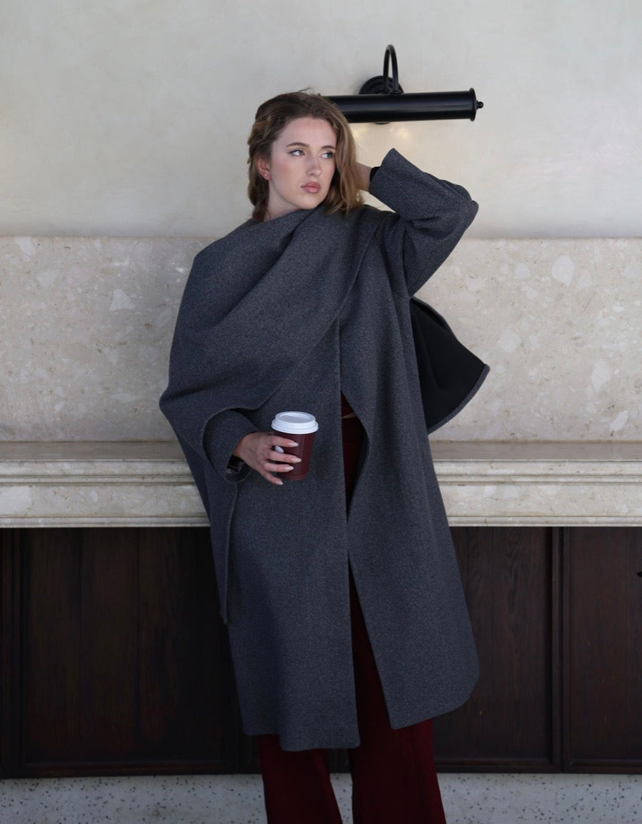 Heather Grey Wrap Coat
