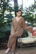 Wrap Top Loungewear Set Camel