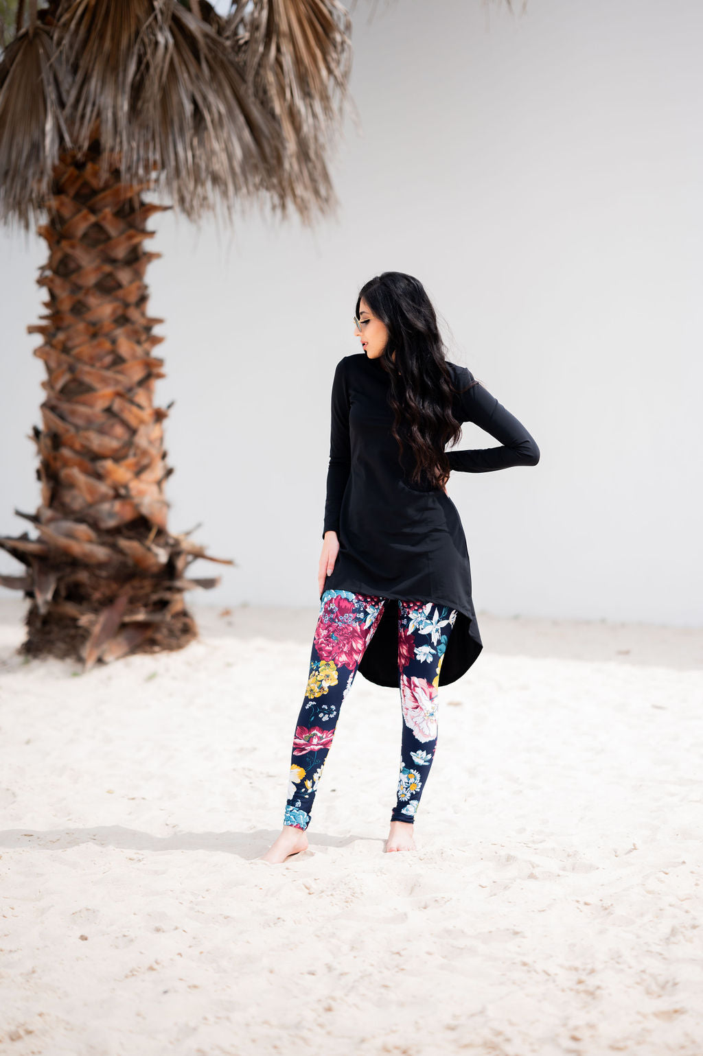 High Low with Dark Floral Legging