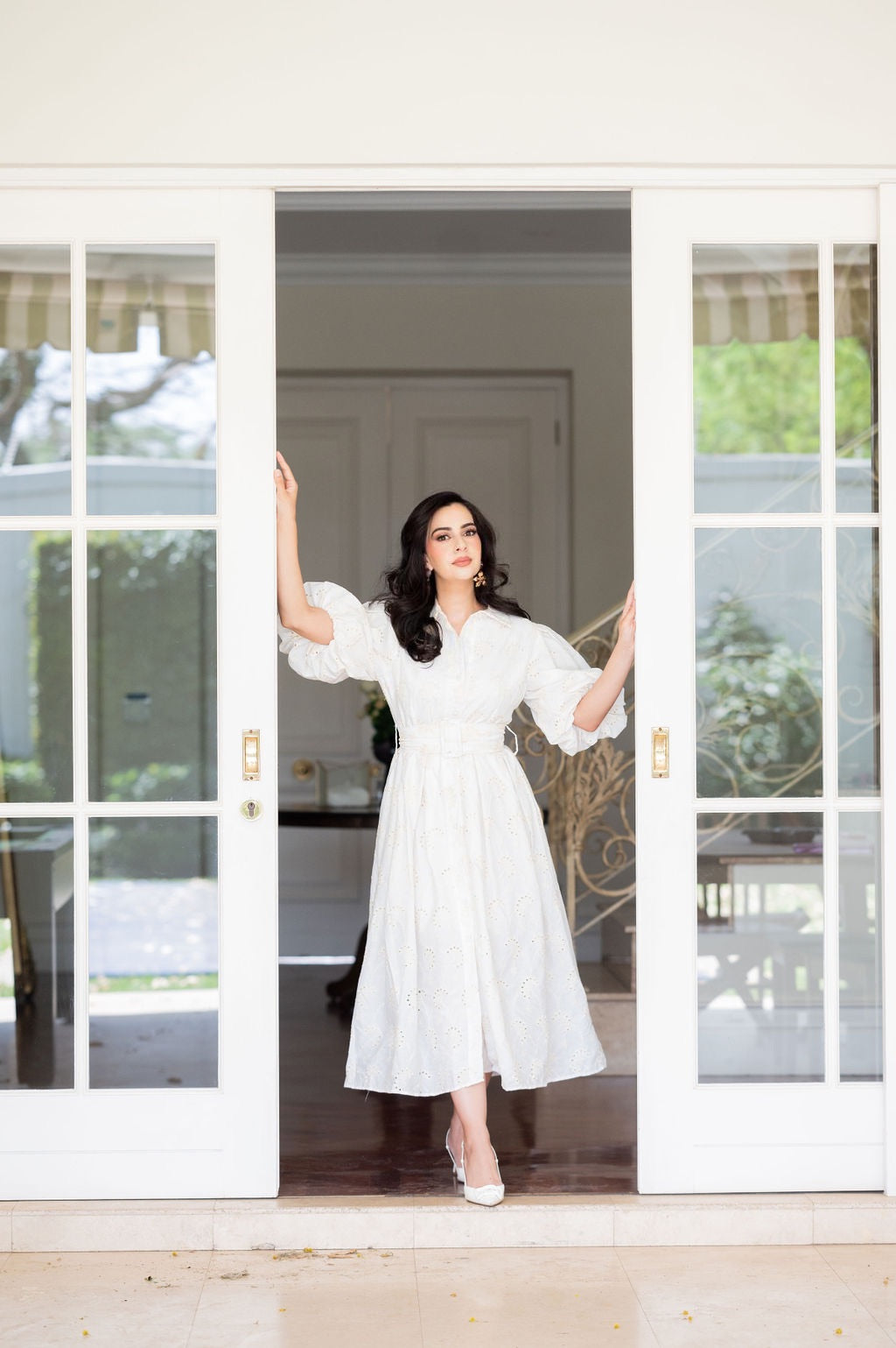 White Dress with Cream Flowers